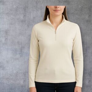 Nils 1/4 Zip Base Layer Cream Mock Neck MADE IN USA Women's S Vintage Skiwear